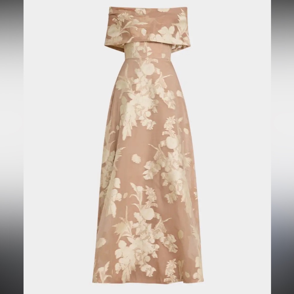 Lela Rose Deedie Floral Fil Coupe Off-The-Shoulder Gown